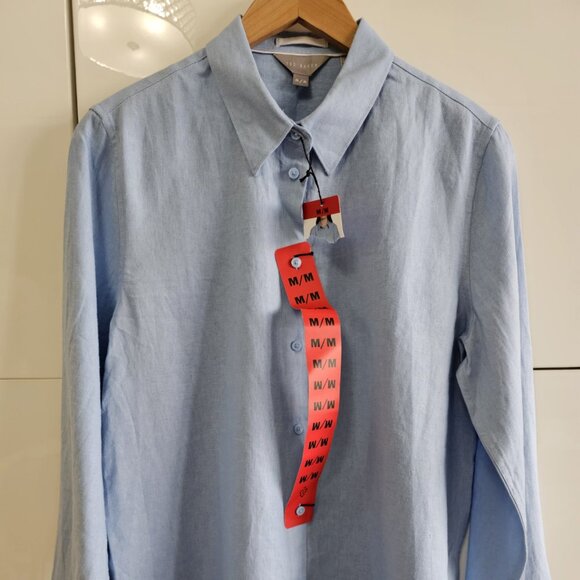 New Ted Baker Blue linen Button Down Top shirt - Picture 2 of 10